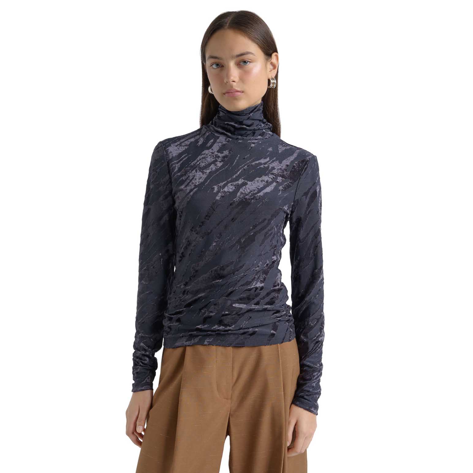Cue Flocked Long Sleeve Top
